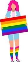 Female LGBT rights activist semi flat color vector character