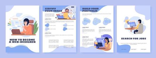 Become web designer flat vector brochure template