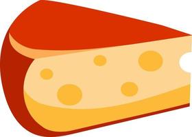Slice of cheese semi flat color vector object. Cut piece. Food portion. Full sized item on white. Healthy nourishment simple cartoon style illustration for web graphic design and animation