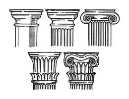 vector de boceto dibujado a mano de columna griega