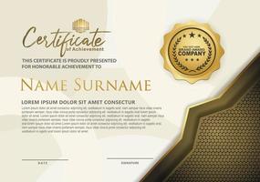 luxury and elegant certificate template with halftone texture on curved shape ornate and modern pattern background vector