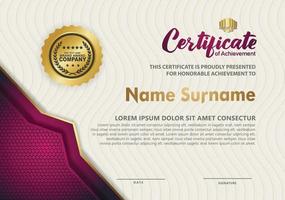 luxury and elegant certificate template with halftone texture on curved shape ornate and modern pattern background vector