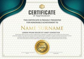 luxury and elegant certificate template with halftone texture on curved shape ornate and modern pattern background vector