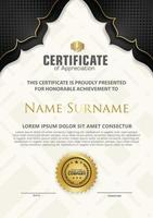 Luxury vertical modern certificate template with floral lines effect ornament on texture pattern background vector