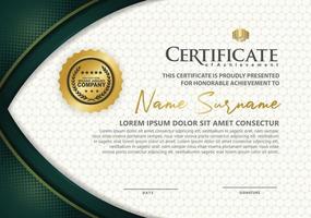 luxury and elegant certificate template with halftone texture on curved shape ornate and modern pattern background vector