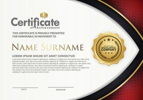 luxury and elegant certificate template with halftone texture on curved shape ornate and modern pattern background vector