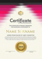 Set certificate template with ribbon stripes ornament and modern texture pattern background. Diploma. Vector illustration for other users