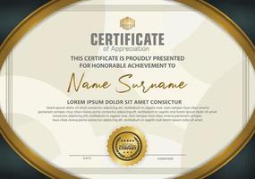 luxury and elegant certificate template with halftone texture on curved shape ornate and modern pattern background vector