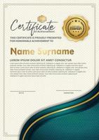 luxury and elegant certificate template with halftone texture on wave form ornate and modern pattern background vector