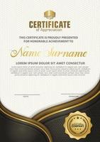 luxury and elegant certificate template with halftone texture on wave form ornate and modern pattern background vector