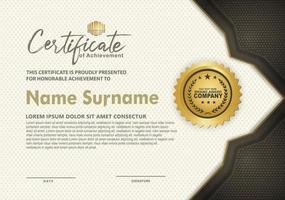 luxury and elegant certificate template with halftone texture on curved shape ornate and modern pattern background vector