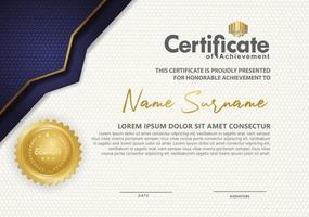 luxury and elegant certificate template with halftone texture on curved shape ornate and modern pattern background vector