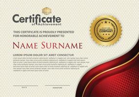 luxury and elegant certificate template with halftone texture on curved shape ornate and modern pattern background vector