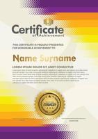 Set certificate template with ribbon stripes ornament and modern texture pattern background. Diploma. Vector illustration for other users