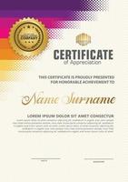 Set certificate template with ribbon stripes ornament and modern texture pattern background. Diploma. Vector illustration for other users