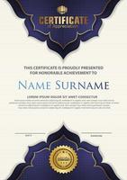 Luxury vertical modern certificate template with floral lines effect ornament on texture pattern background vector