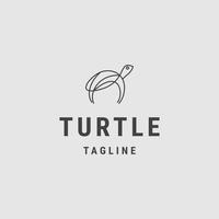 vector plano de plantilla de diseño de icono de logotipo de arte de línea de tortuga
