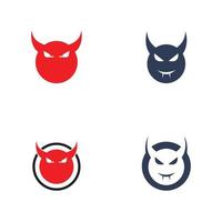 Devil logo with wings and horns using vector design concept.