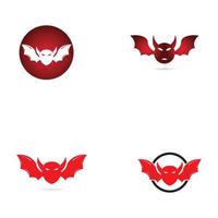 Devil logo with wings and horns using vector design concept.