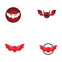 Devil logo with wings and horns using vector design concept.