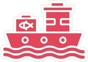 estilo de icono de barco de pesca vector