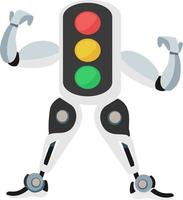 robotic traffic light cartoon for mascot and kids coloring book vector