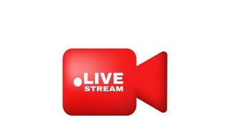 unique 3d realistic red live video streaming icon design isolated on vector