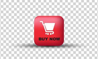 exclusivo 3d compre ahora diseño de icono de compras rojo aislado en vector