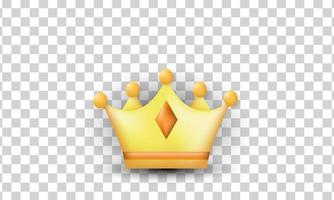 diseño de icono de corona amarilla minimalista 3d único aislado en vector