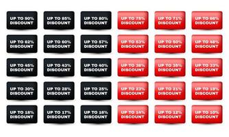 unique 3d set collection red black percentage off sale discount offer price isolated on vector