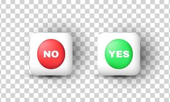 unique 3d style yes and no votes buttons icon design isolated on vector