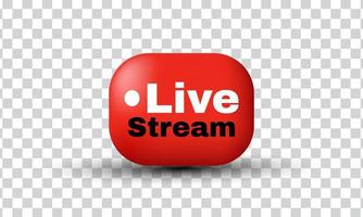 unique 3d rectangle live streaming realistic design icon isolated on vector