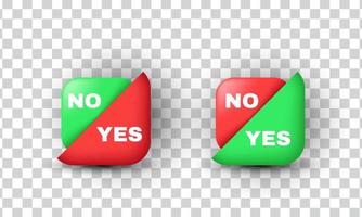 unique 3d style yes and no votes buttons icon colorful design isolated on