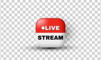 unique 3d red media live streaming realistic design icon isolated on vector