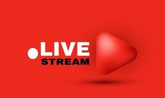 unique 3d style red live streaming realistic design icon isolated on vector