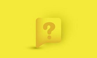 burbuja de diálogo amarilla única signo de interrogación preguntas frecuentes soporte diseño 3d realista aislado en