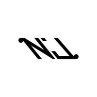 diseño creativo del logotipo de la letra nj con gráfico vectorial vector