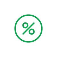 eps10 green vector percentage line icon isolated on white background. discount tag outline symbol in a simple flat trendy modern style for your website design, logo, UI, and mobile application