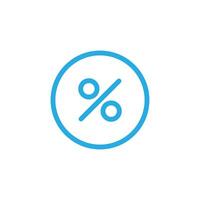 eps10 blue vector percentage line icon isolated on white background. discount tag outline symbol in a simple flat trendy modern style for your website design, logo, UI, and mobile application