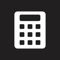 eps10 white vector calculator solid icon isolated on black background. maths calculator filled symbol in a simple flat trendy modern style for your website design, logo, UI, and mobile application