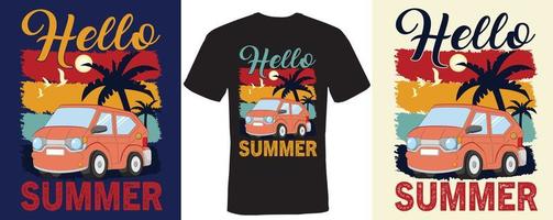 hola diseño de camiseta de verano para el verano vector