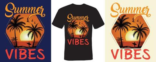 diseño de camiseta de vibraciones de verano para el verano vector