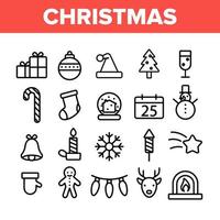 conjunto de iconos de vector de elementos de colección de navidad