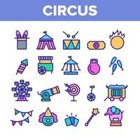 colección espectáculo de circo elementos vector iconos conjunto