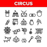 Collection Circus Show Elements Vector Icons Set