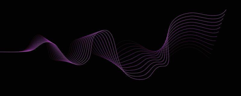 Colorful abstract wave in black background. dynamic abstract line design in modern and luxurious style. panoramic wallpaper design for banner.