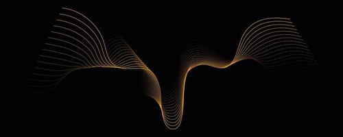 Colorful abstract wave in black background. dynamic abstract line design in modern and luxurious style. panoramic wallpaper design for banner. vector