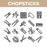 Chopstick Utensil Collection Icons Set Vector