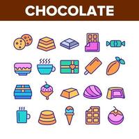 conjunto de iconos de elementos de colección de chocolate vector