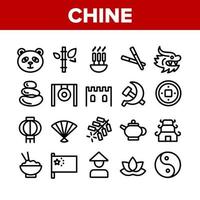 China Collection Nation Elements Icons Set Vector